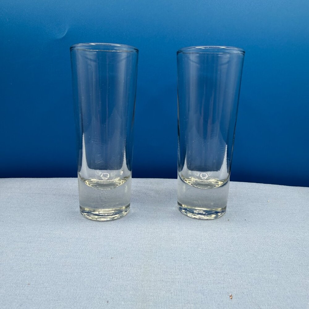 Vintage Crisa Libbey Tall Whiskey/Tequila Shooters – 2oz Clear Glass – Set of 2